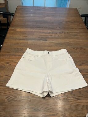 SPANX White High-Rise Denim Shorts